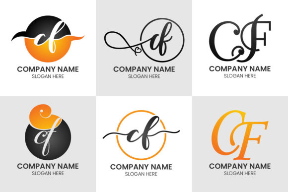 Crafting a Modern Brand Identity with Initial Letter C F Logo Set