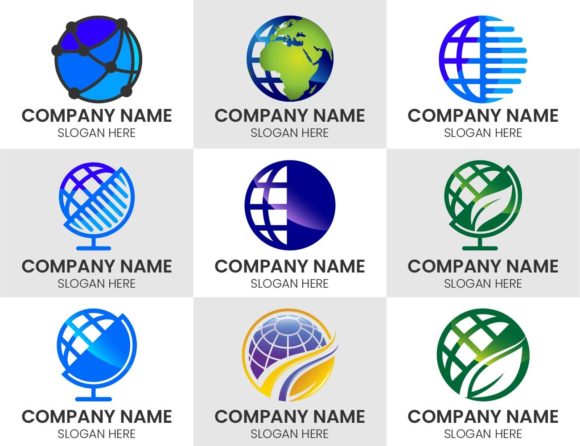 Exploring the Globe Vector Logo Sign Symbol Set