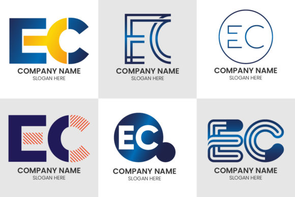 Initial Letter EC Logo Set: A Modern Typography Asset