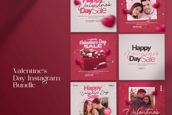 Valentine’s Day Instagram Post Bundle: 10 Customizable Designs